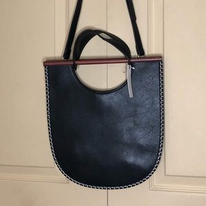 Anthropologie vegan leather purse with stitch details